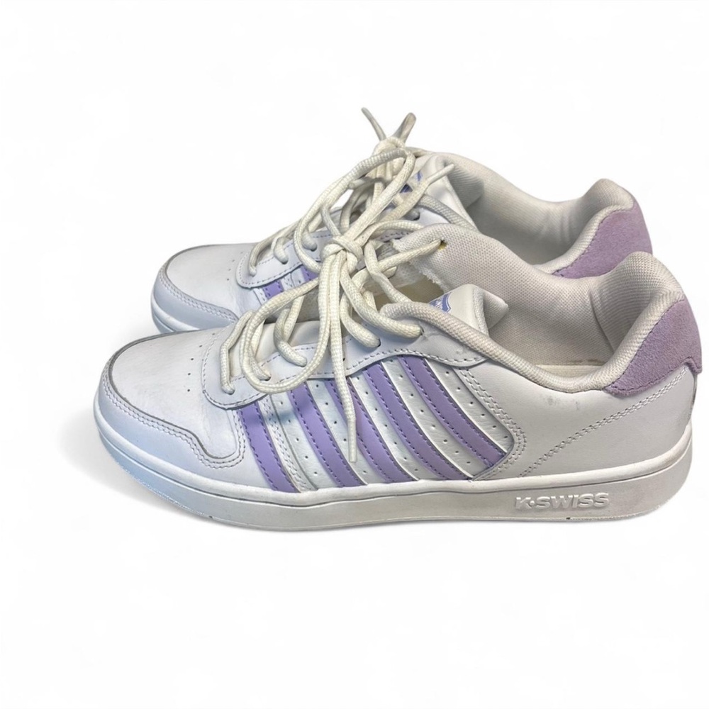 K-Swiss White Purple Stripe Shoes